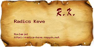 Radics Keve névjegykártya